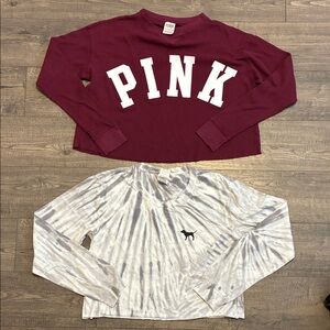 PINK by Victoria’s Secret Oversized Long Sleeve Crop Tops - Size: XS & S